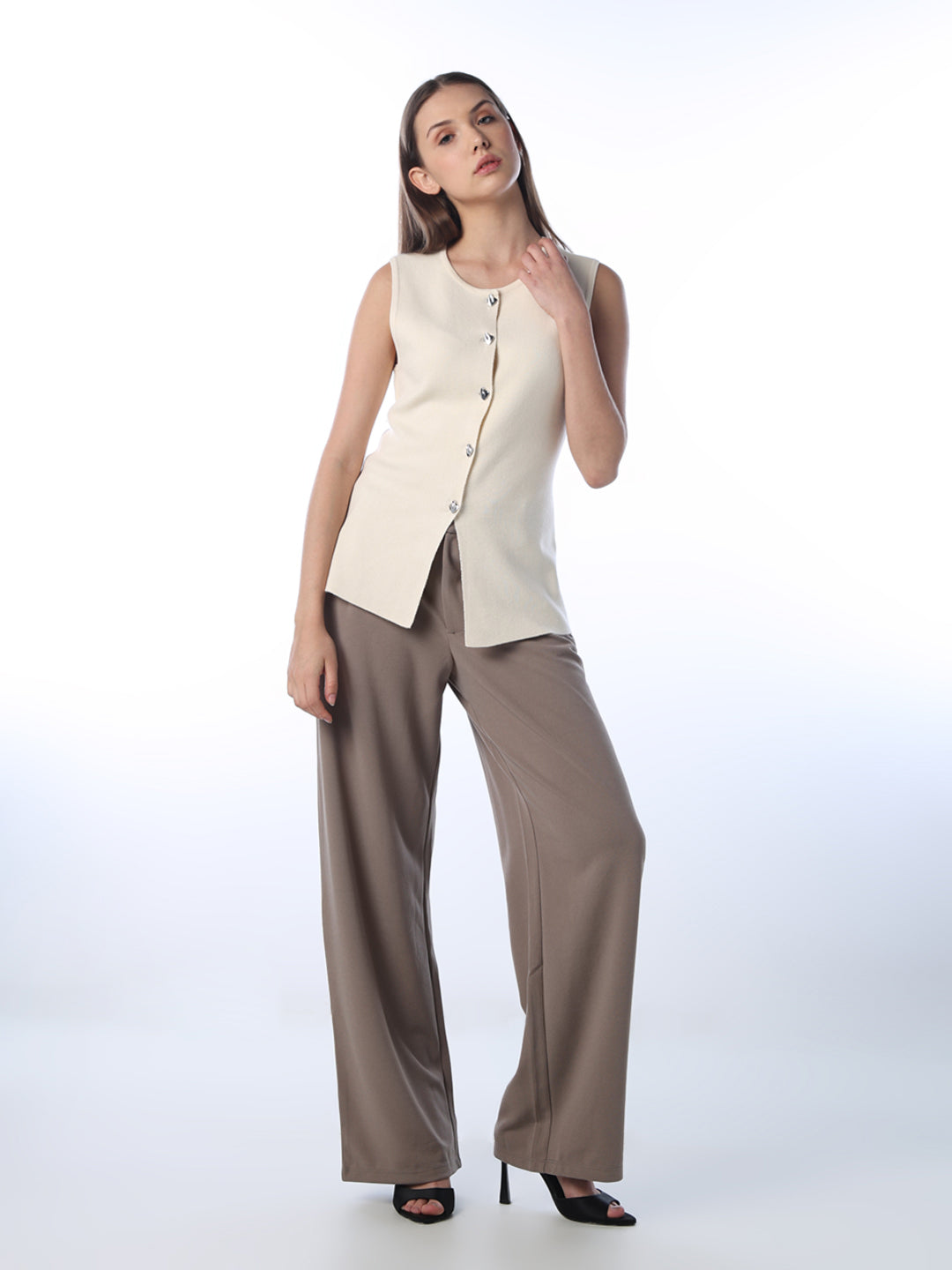 Cream Long Tailored Waistcoat