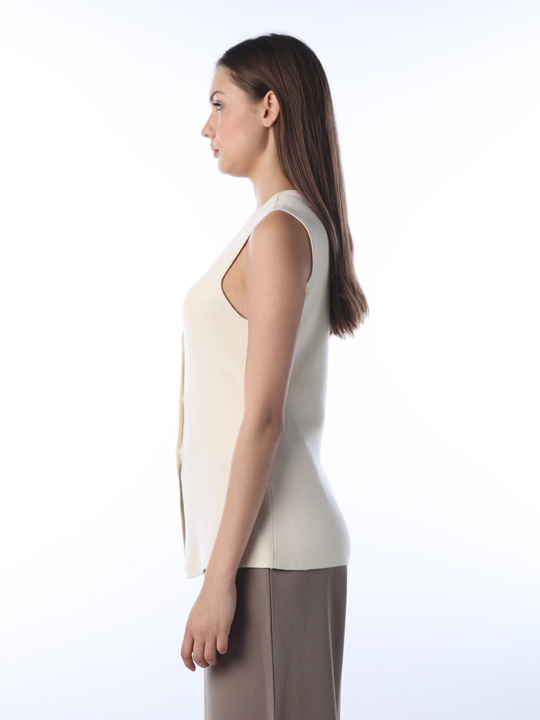 Cream Long Tailored Waistcoat
