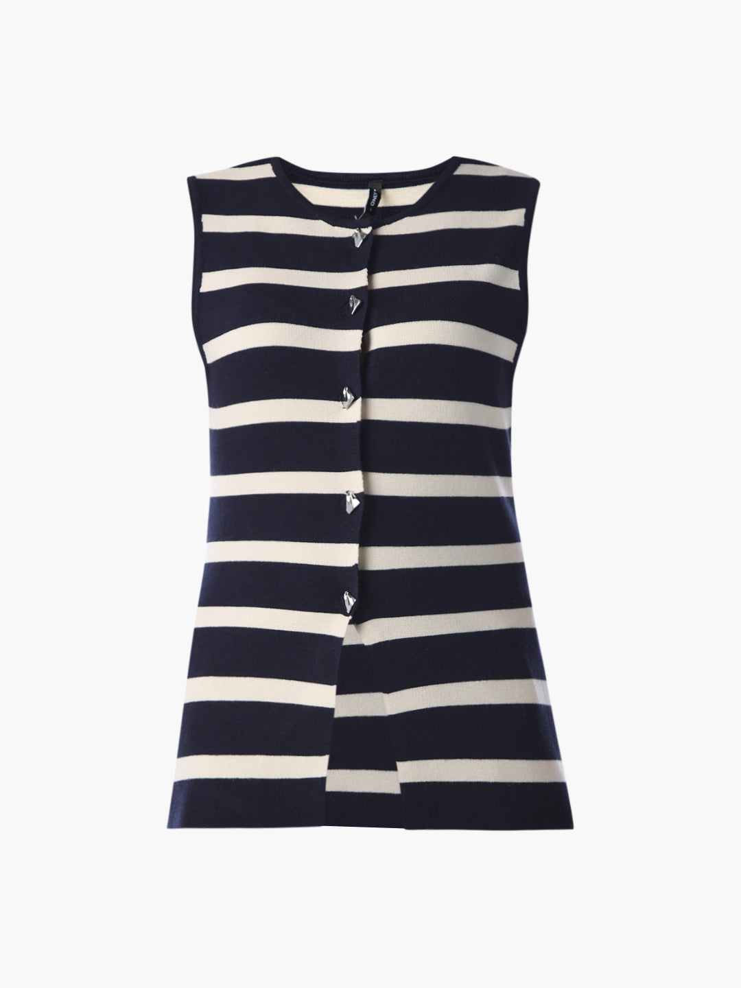 Button-Down Striped Long Vest Top