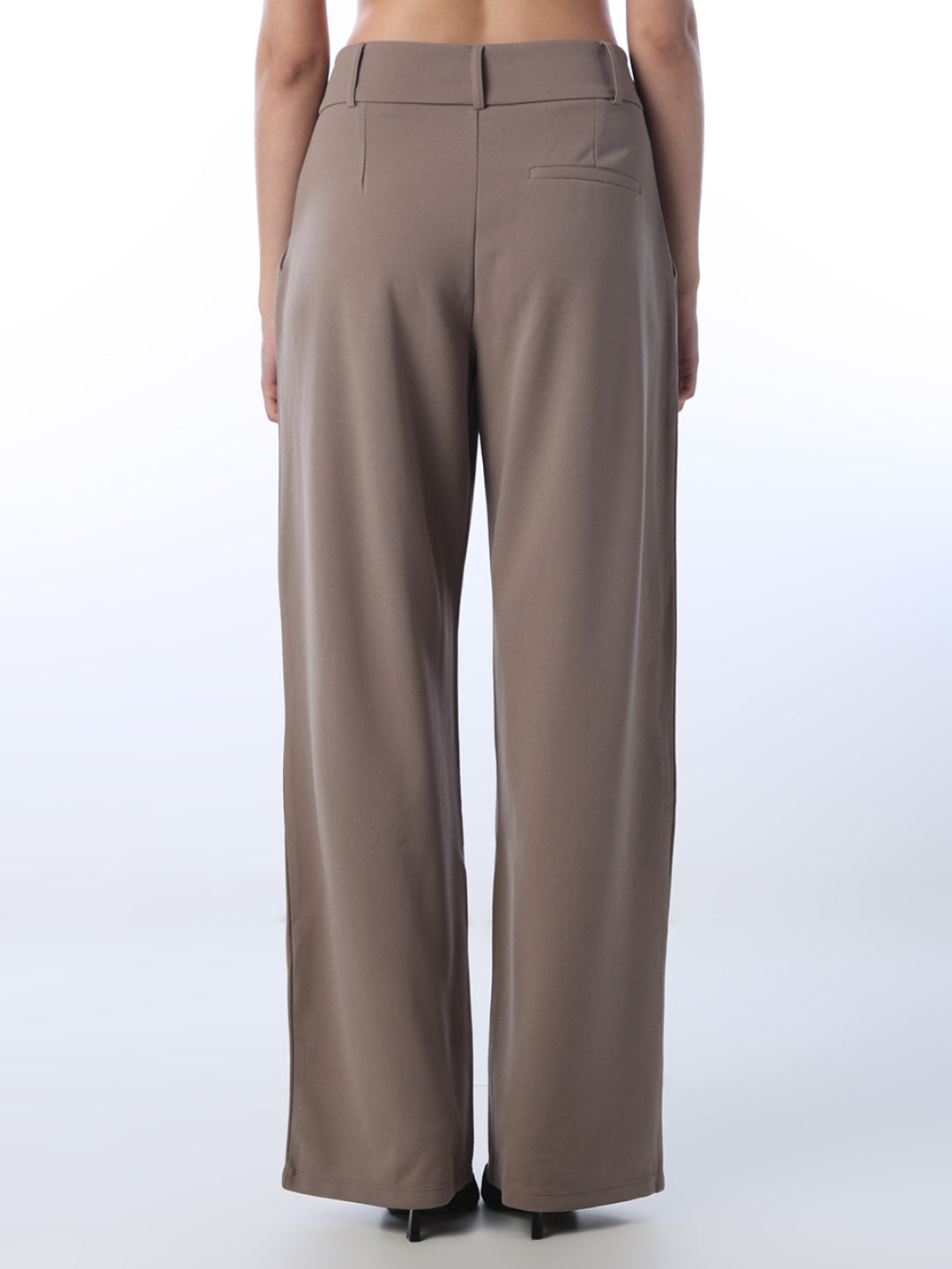 Tailored Wide Leg Pants - Brown