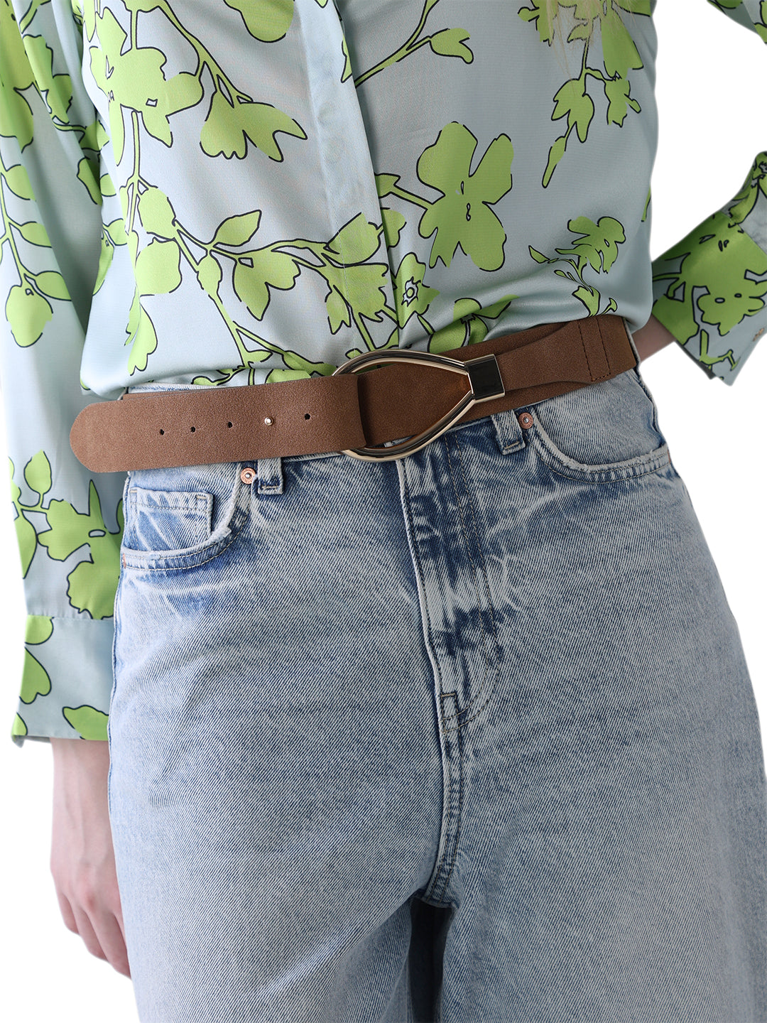 Faux Suede Waist Belt - Brown