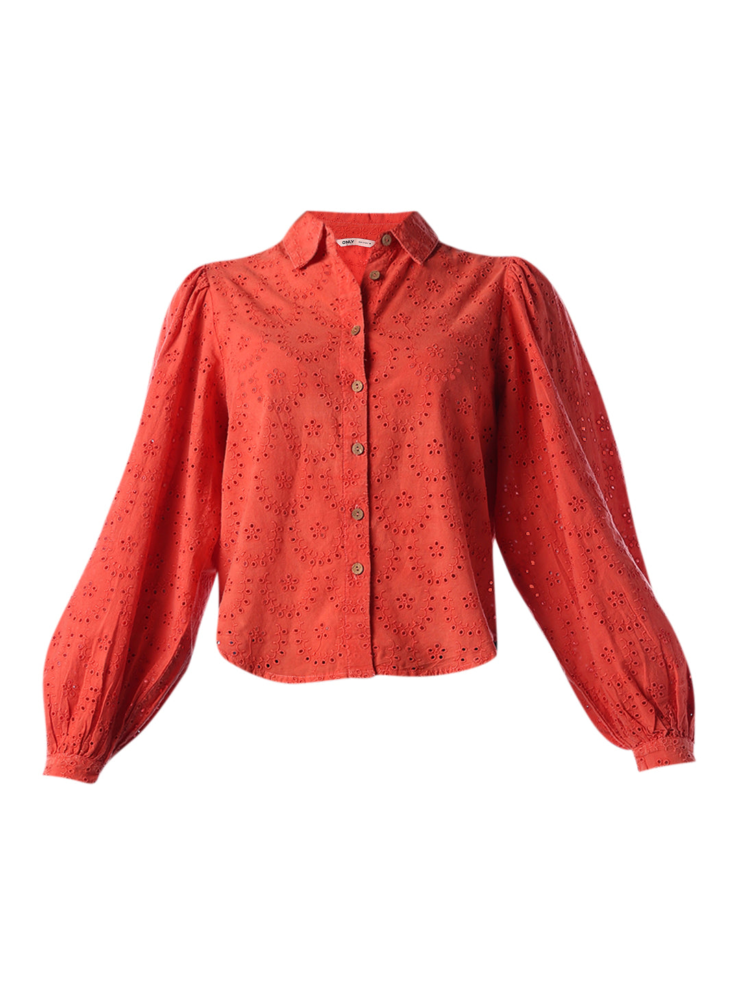 Red Cotton Schiffli Shirt