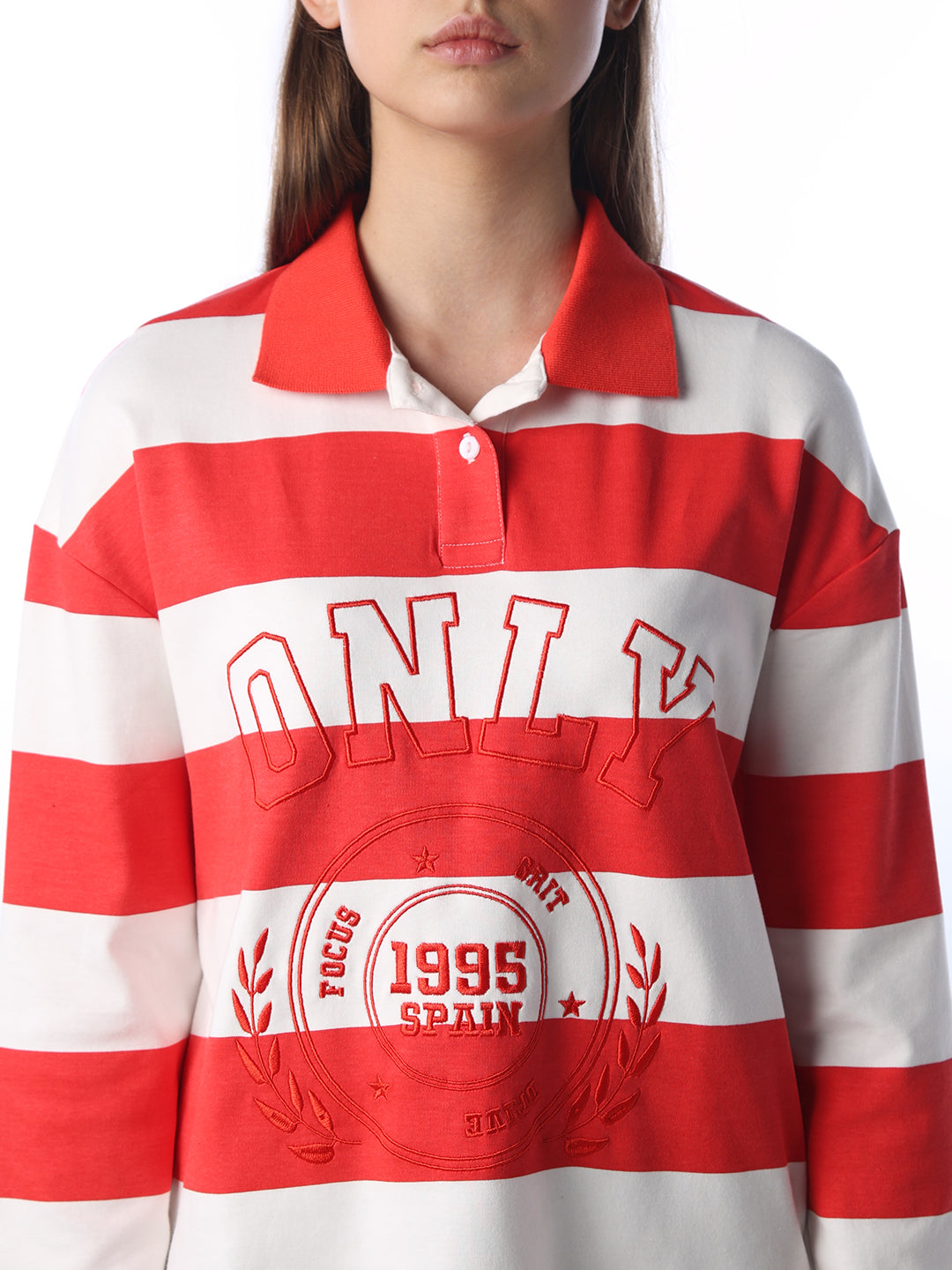 Embroidered Striped Rugby Polo
