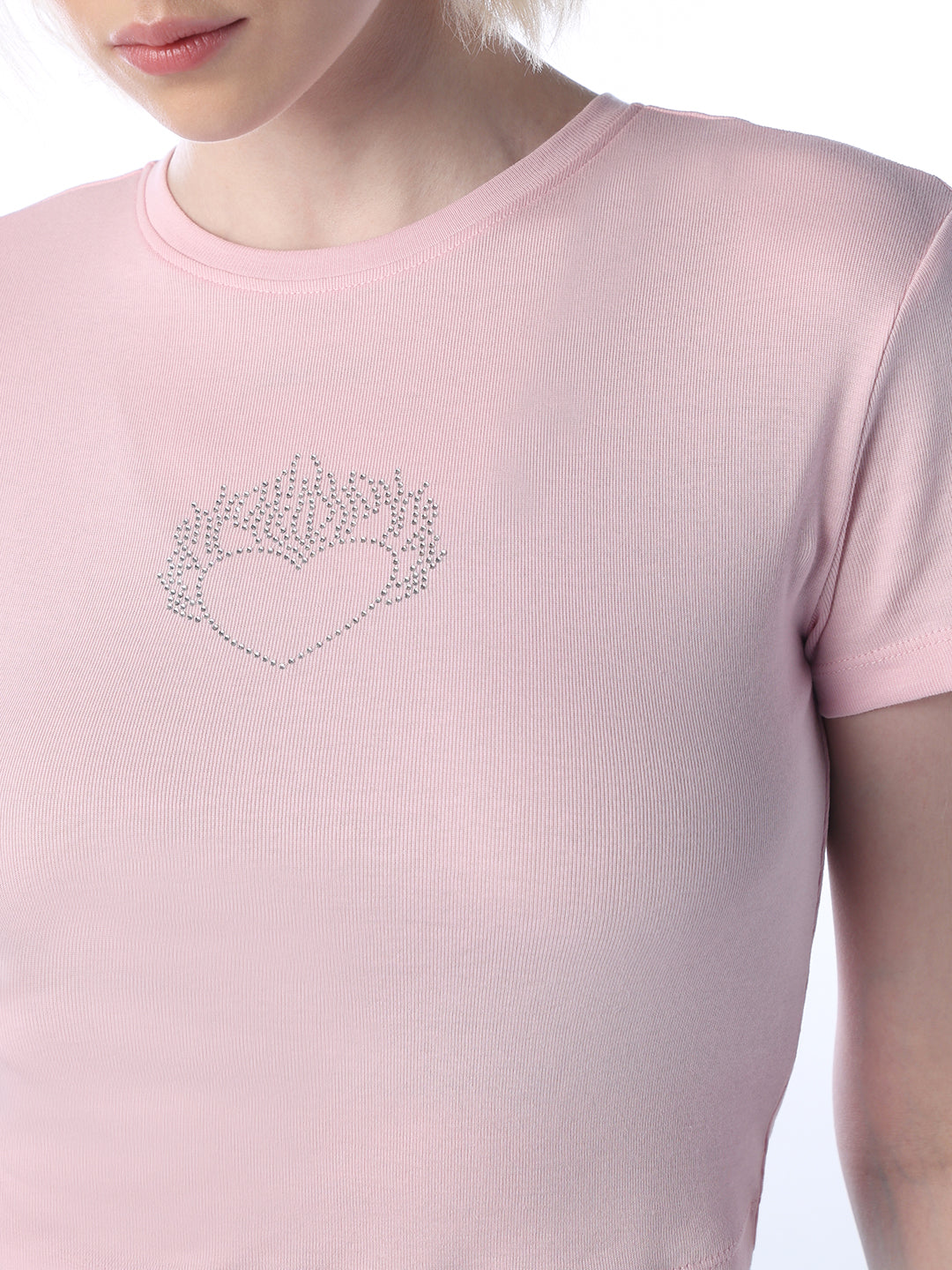 Cropped Fitted T-shirt - Pink