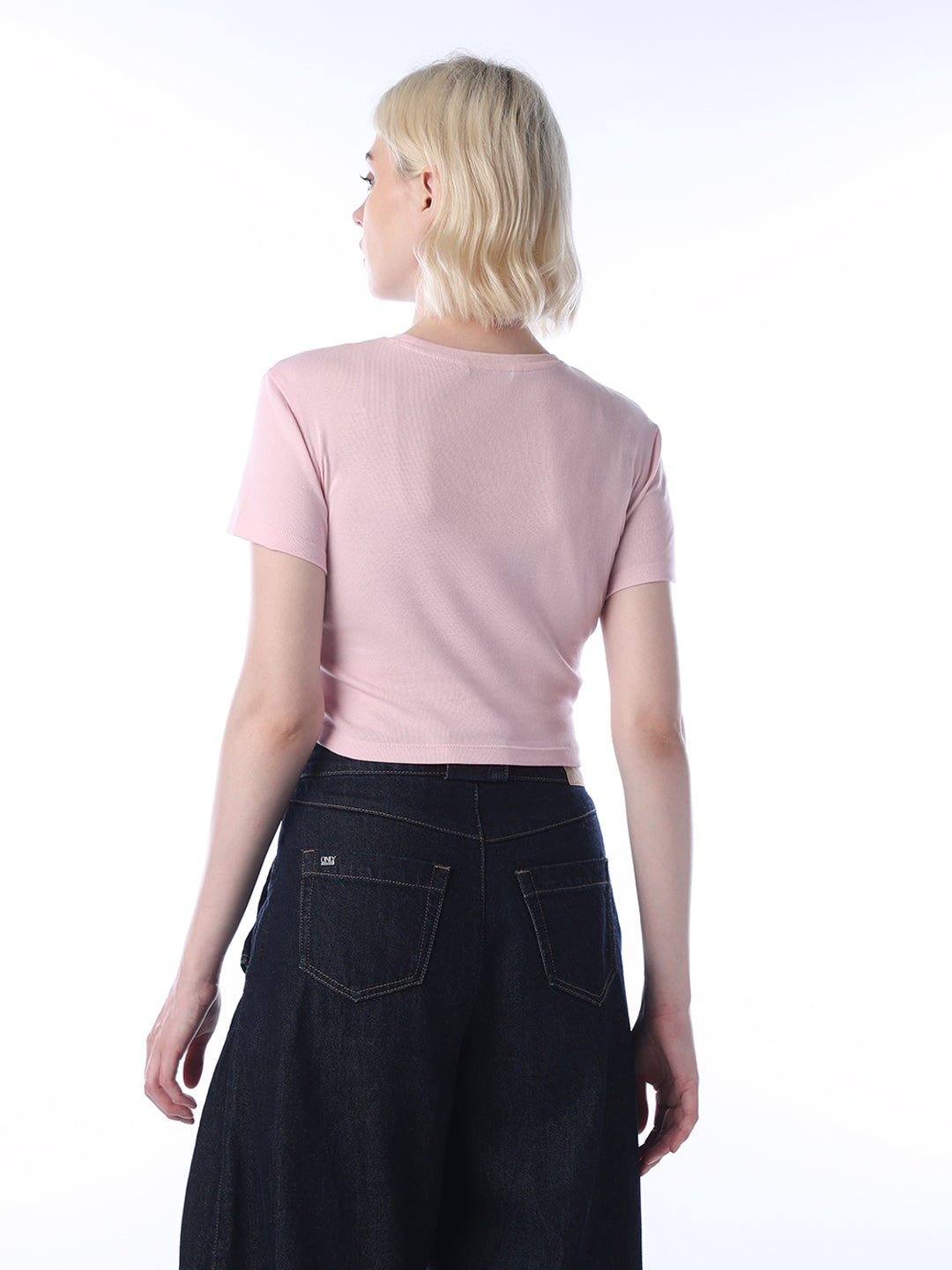 Cropped Fitted T-shirt - Pink