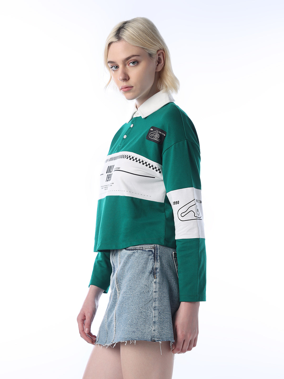 Cropped Cotton Polo - Green