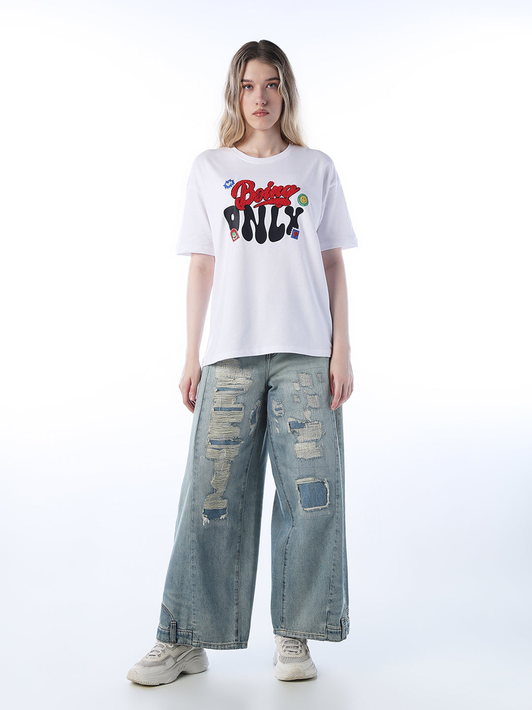 Applique Printed Cotton T-shirt