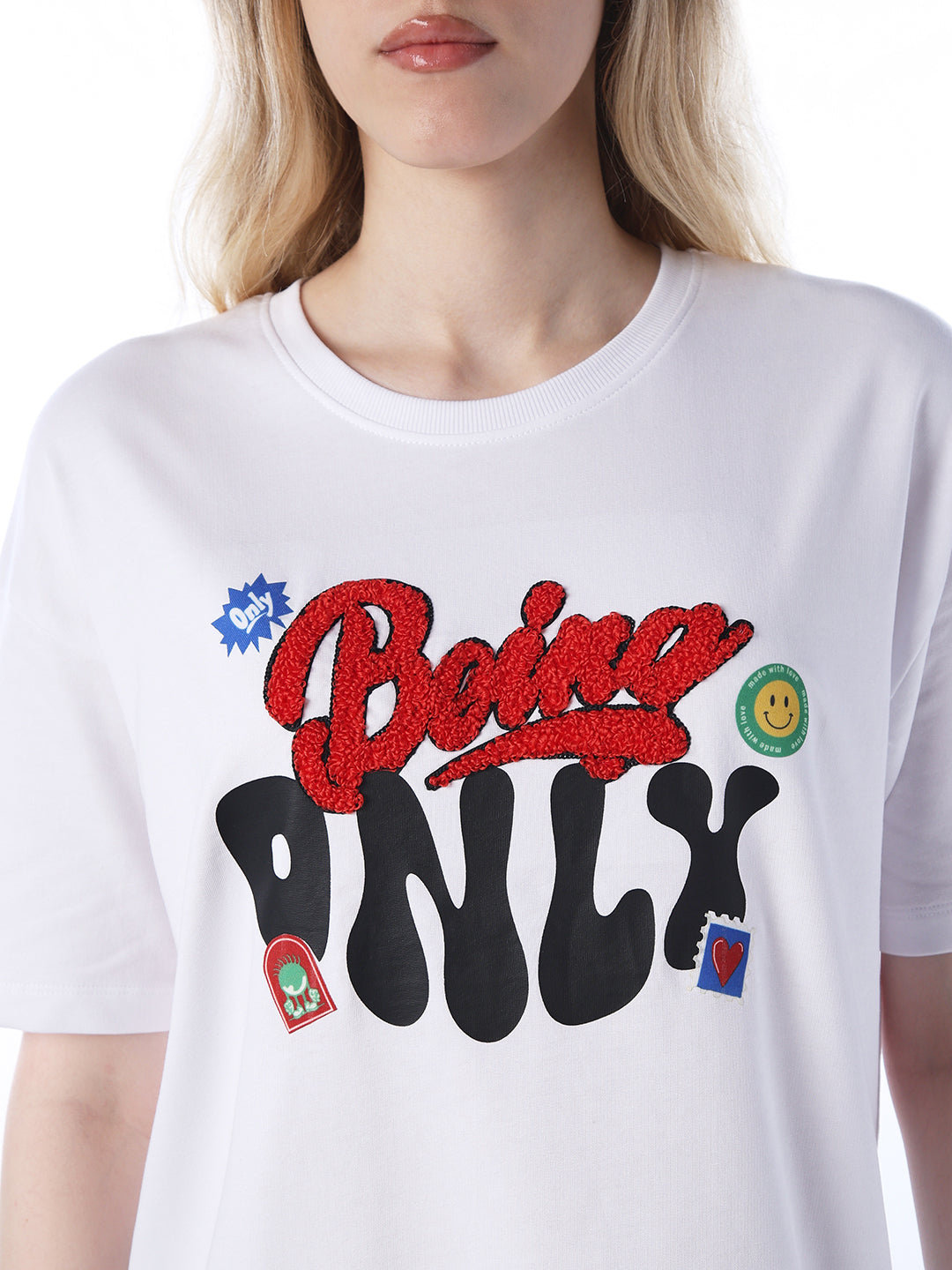 Applique Printed Cotton T-shirt