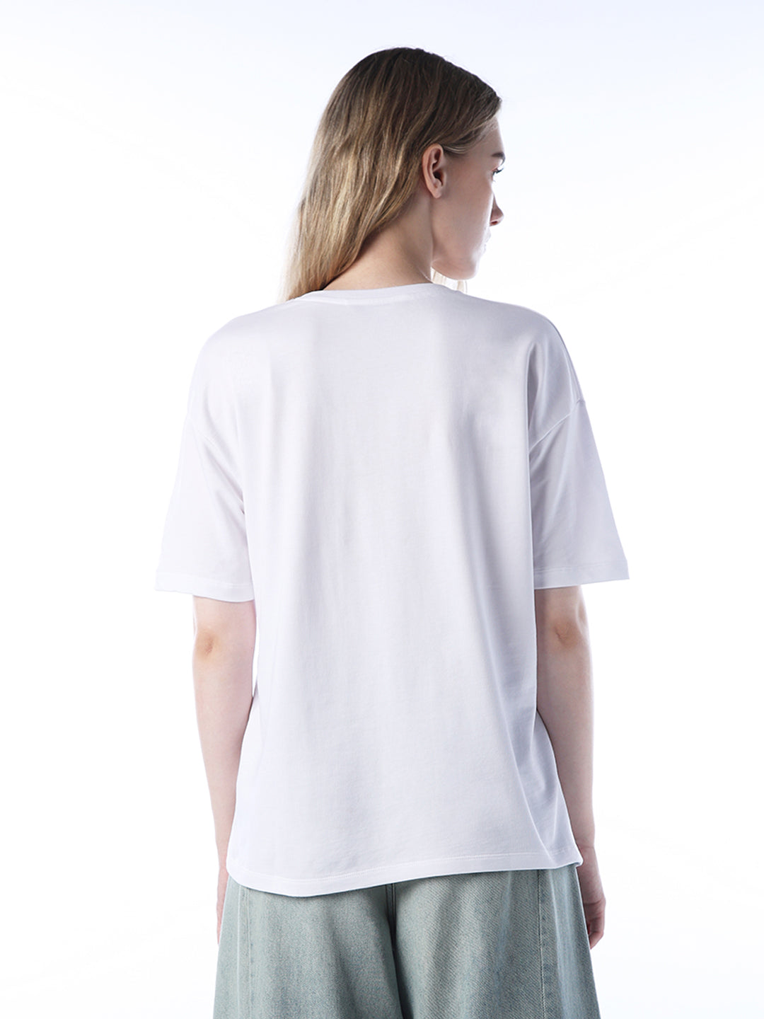 Applique Printed Cotton T-shirt