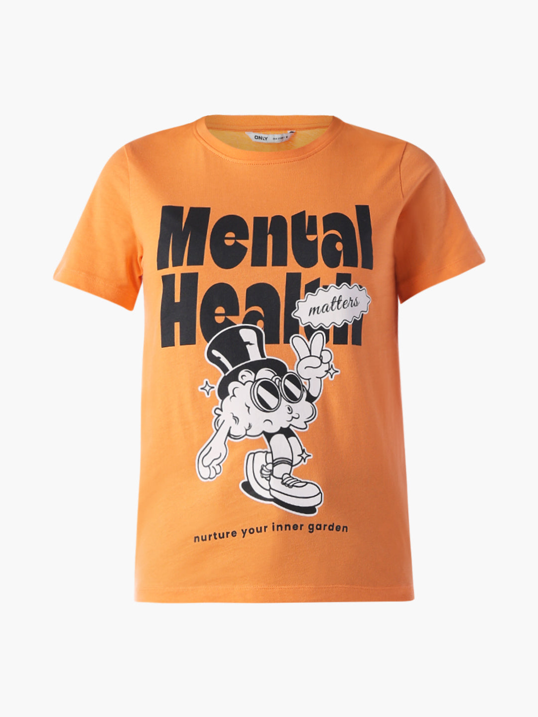 Orange Printed Cotton T-shirt