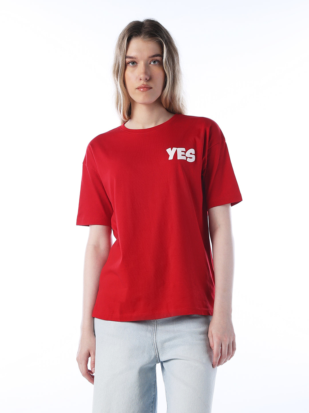 Printed Back Cotton T-shirt - Red
