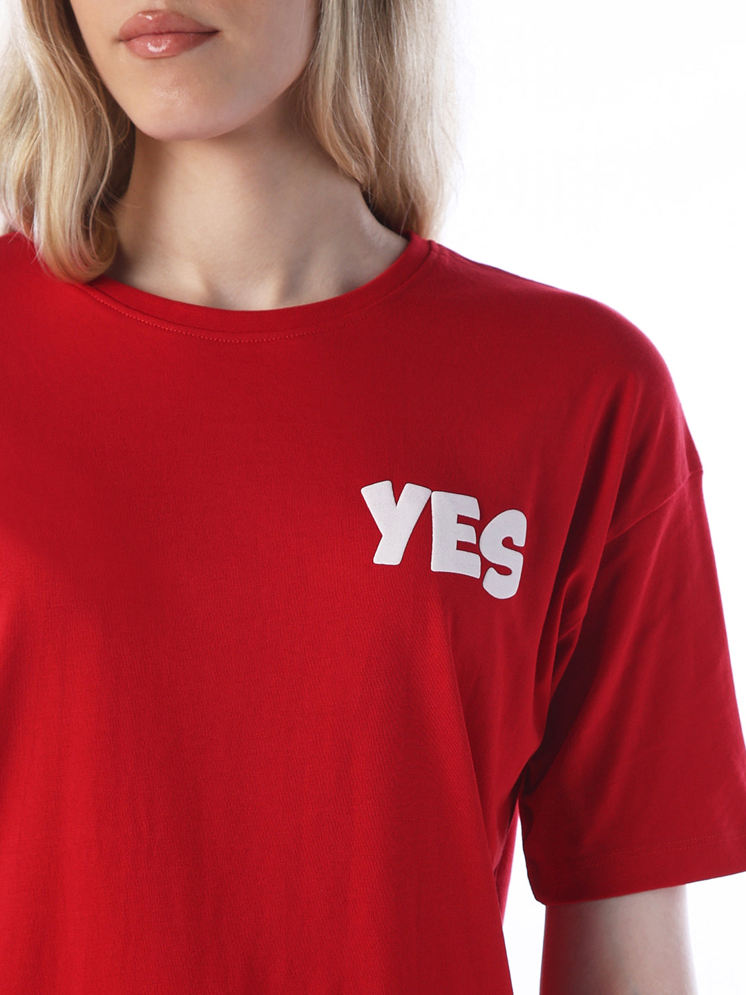 Printed Back Cotton T-shirt - Red