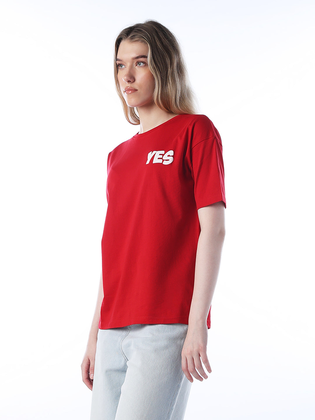 Printed Back Cotton T-shirt - Red