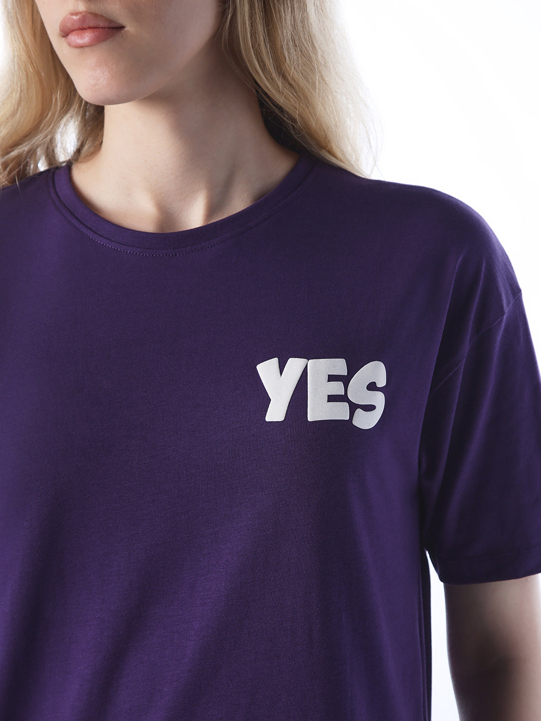 Printed Back Cotton T-shirt - Purple