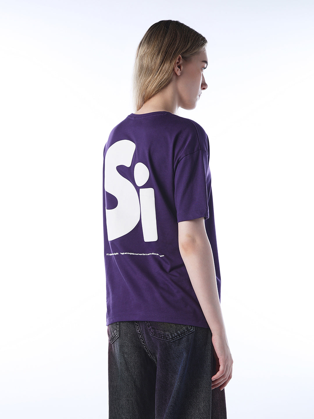 Printed Back Cotton T-shirt - Purple