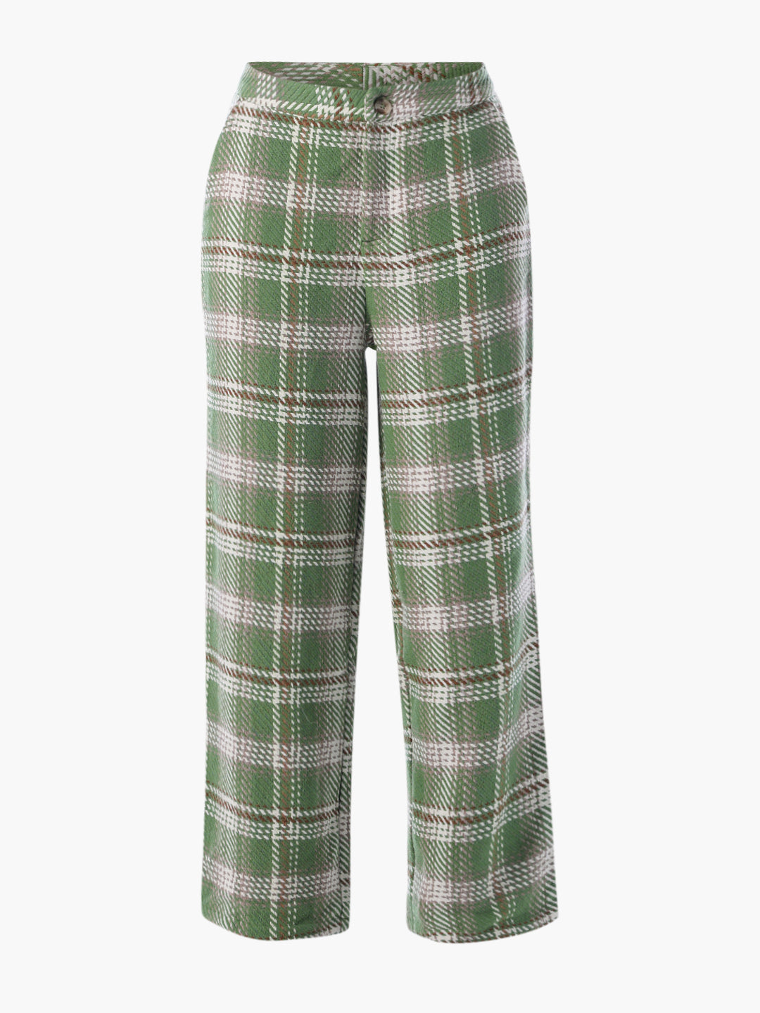 Green Check Print Pants