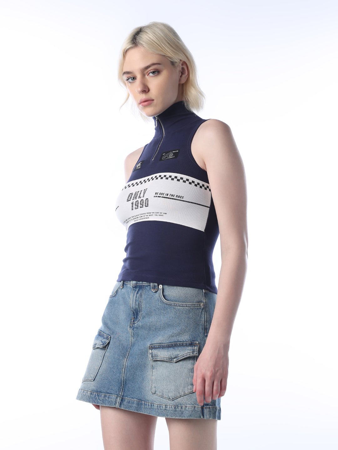 Zip-Up Cropped Tank Top