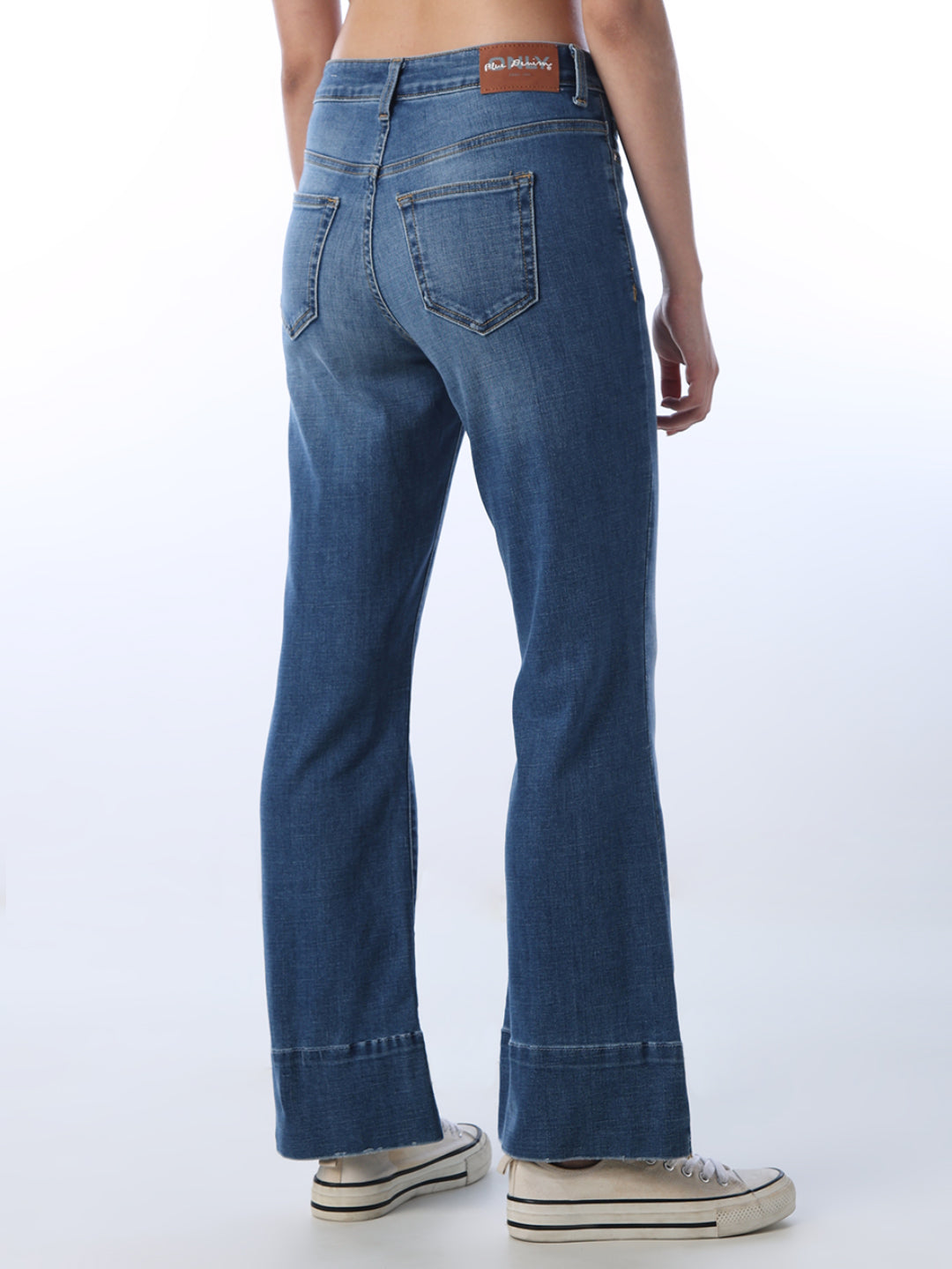 High Rise Flora Flared Jeans - Light Blue