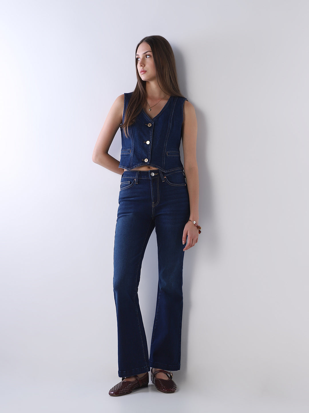High Rise Flora Flared Jeans - Dark Blue