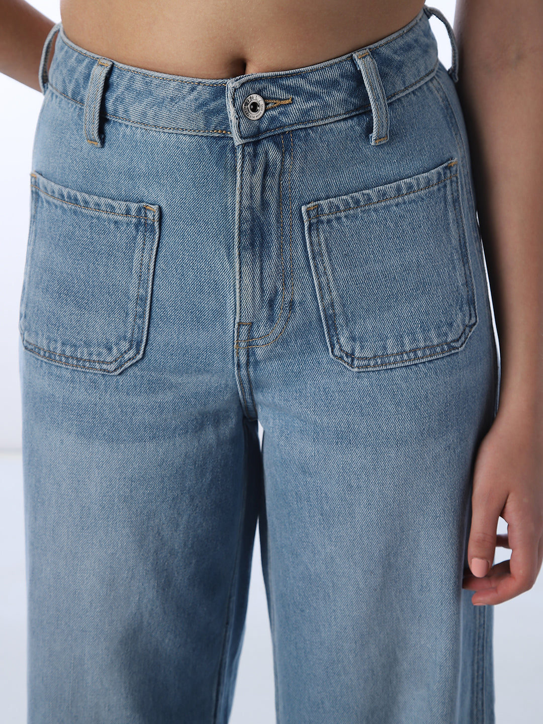 Raw Hem Wide Leg Jeans