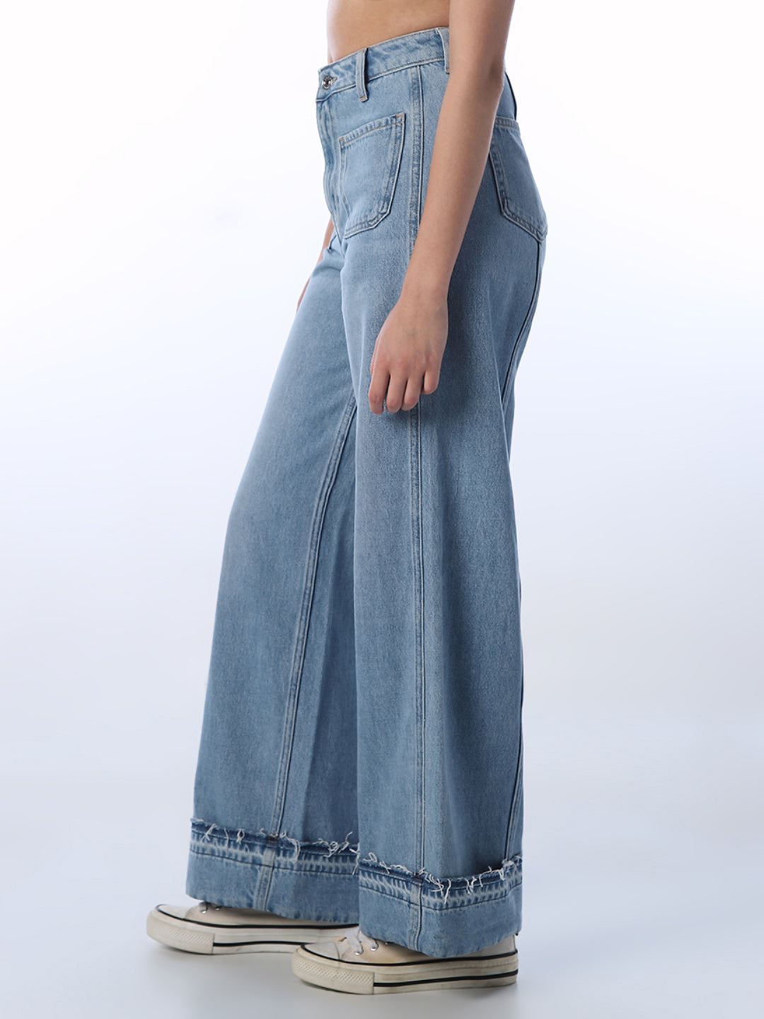 Raw Hem Wide Leg Jeans