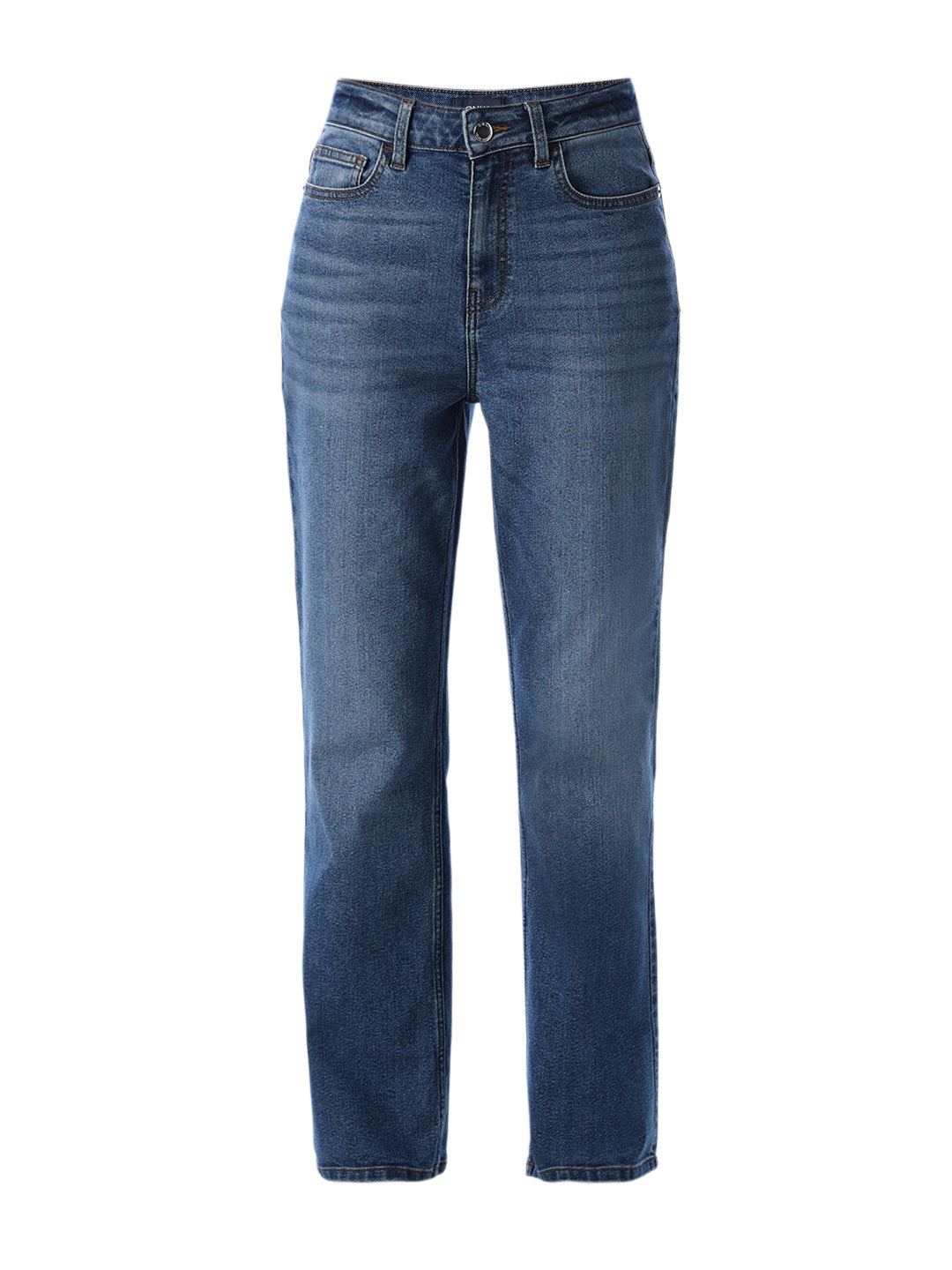 High Rise Straight Fit Jeans - Medium Blue