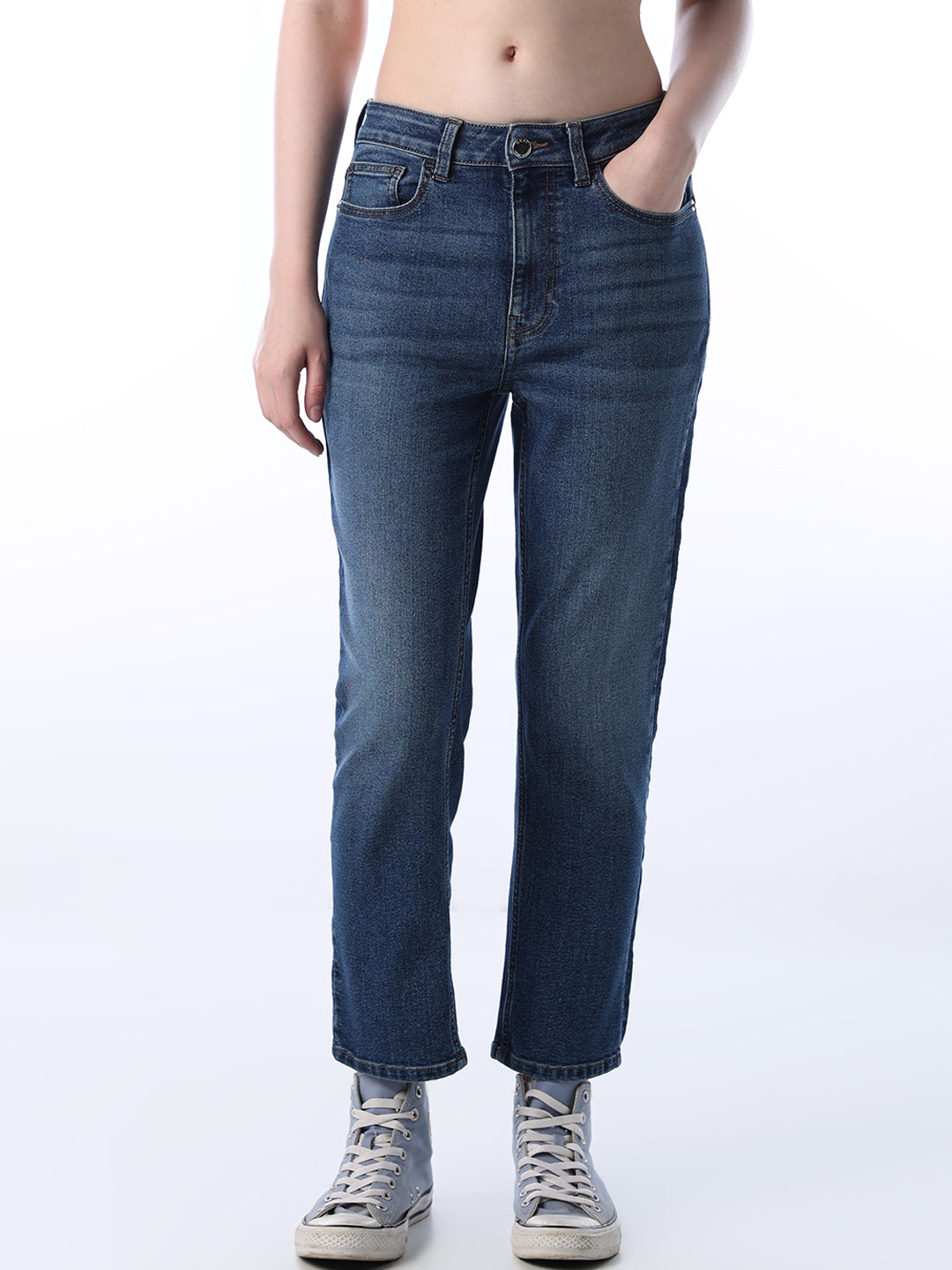 Cropped High Rise Jeans