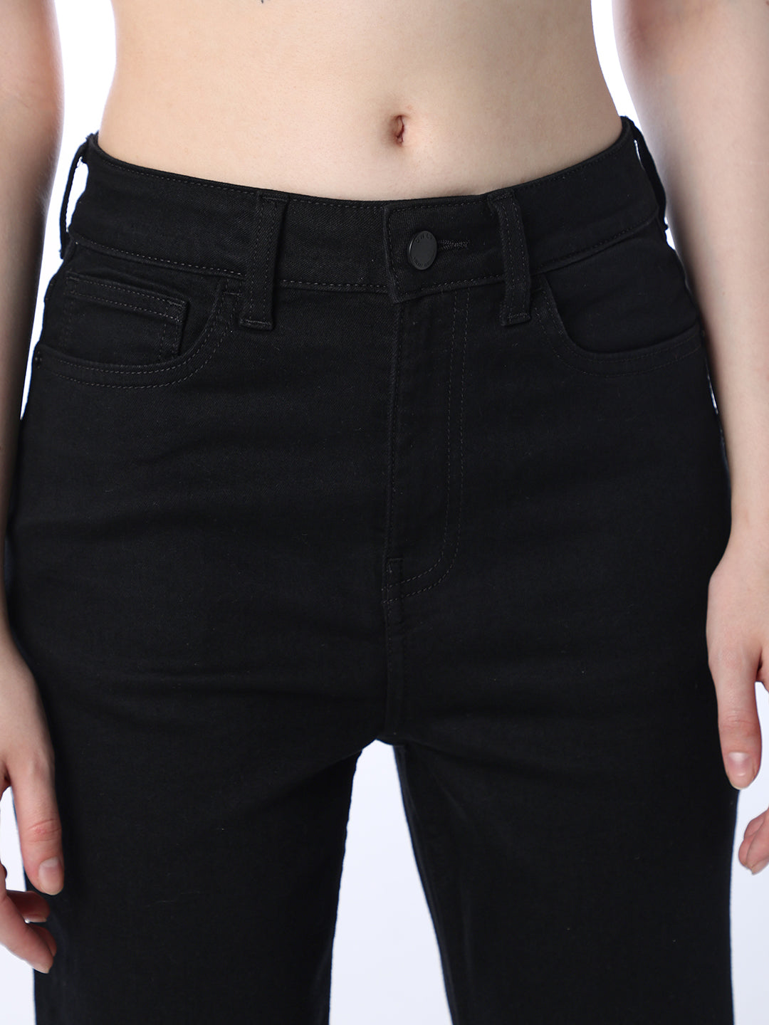 High Rise Troy Straight Fit Black Jeans