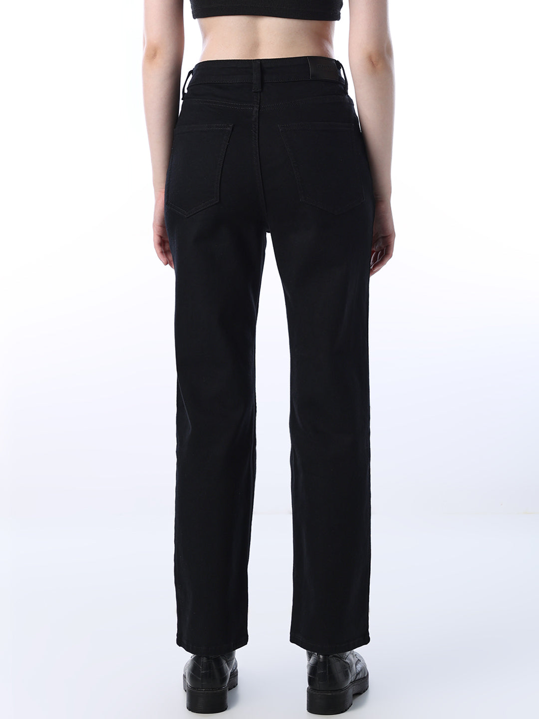High Rise Troy Straight Fit Black Jeans