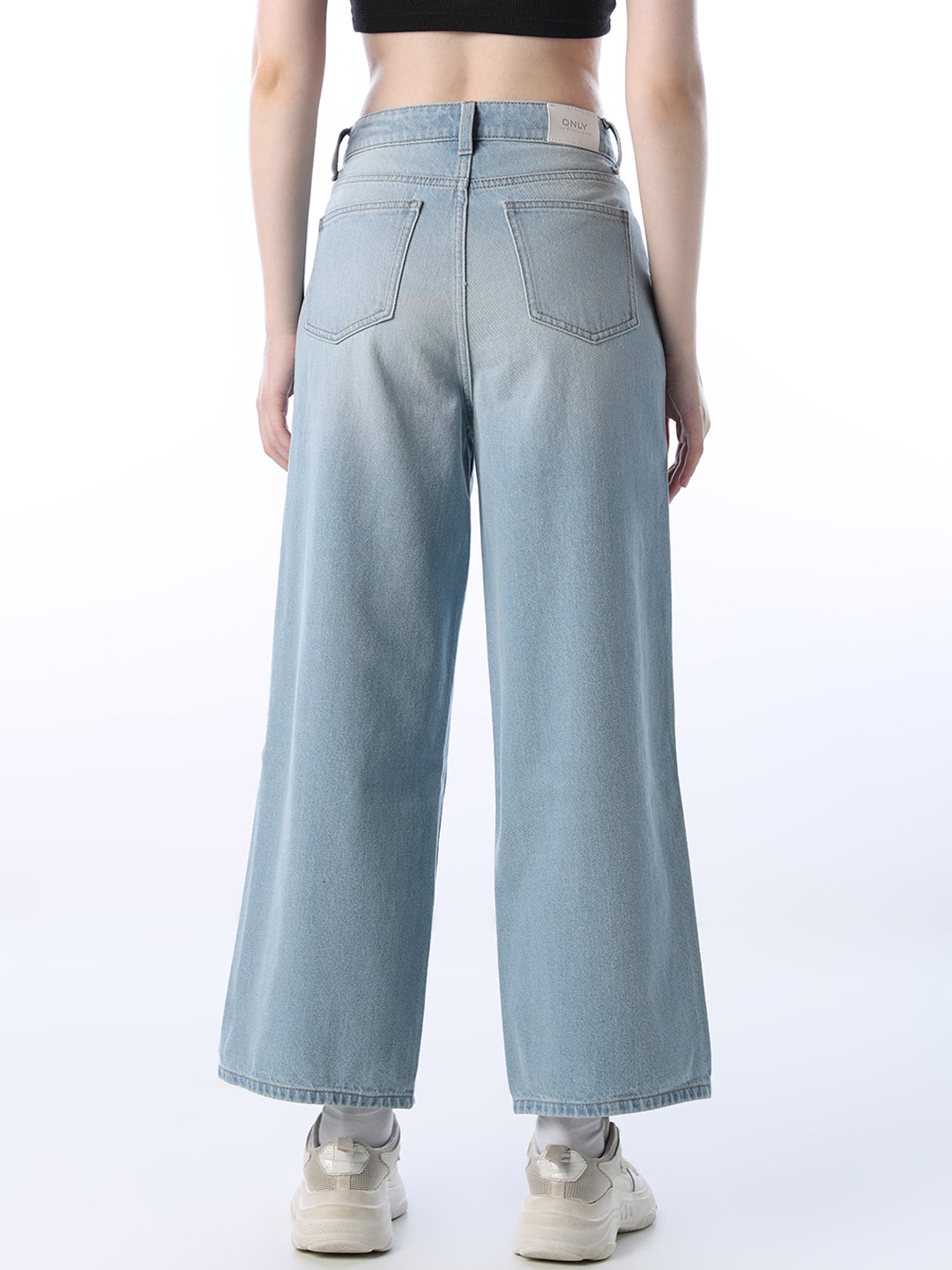 Wide Leg High Rise Jeans - Light Blue