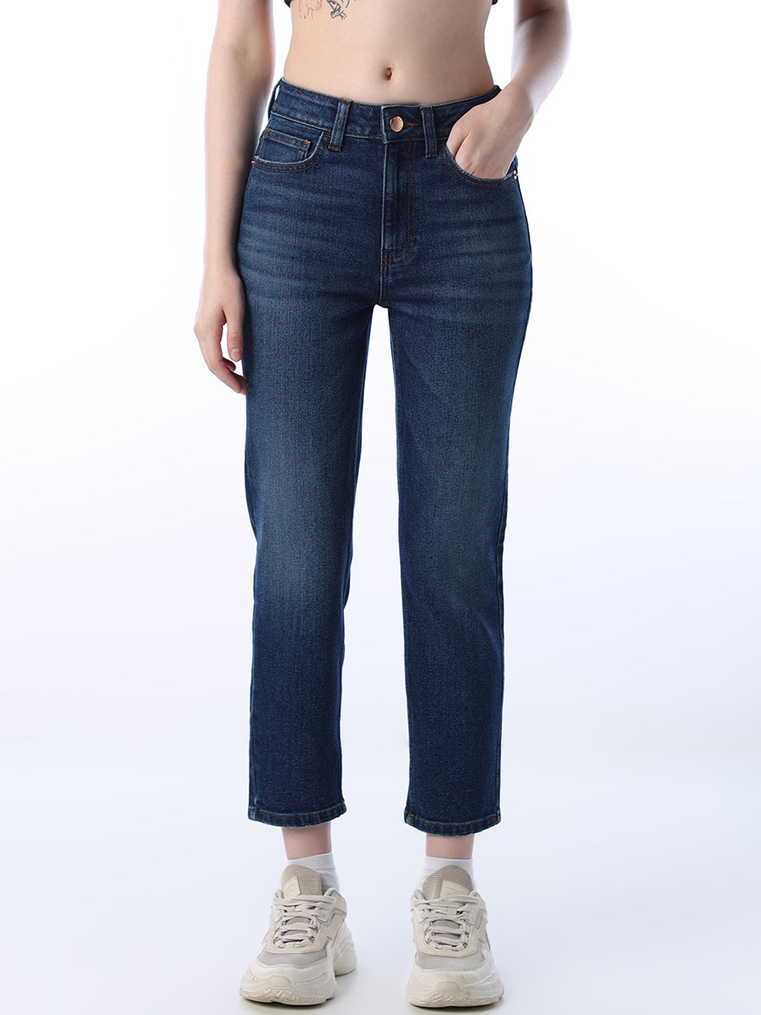 Dark Blue Cropped Jeans