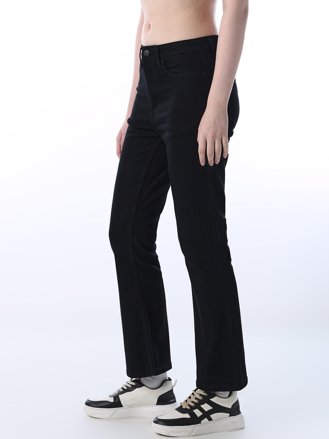 Flared High Rise Jeans - Black