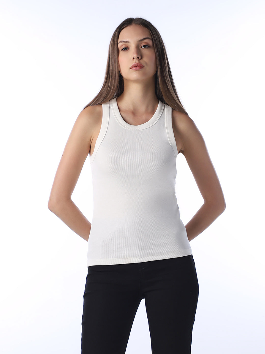 White Ribbed Tank Top