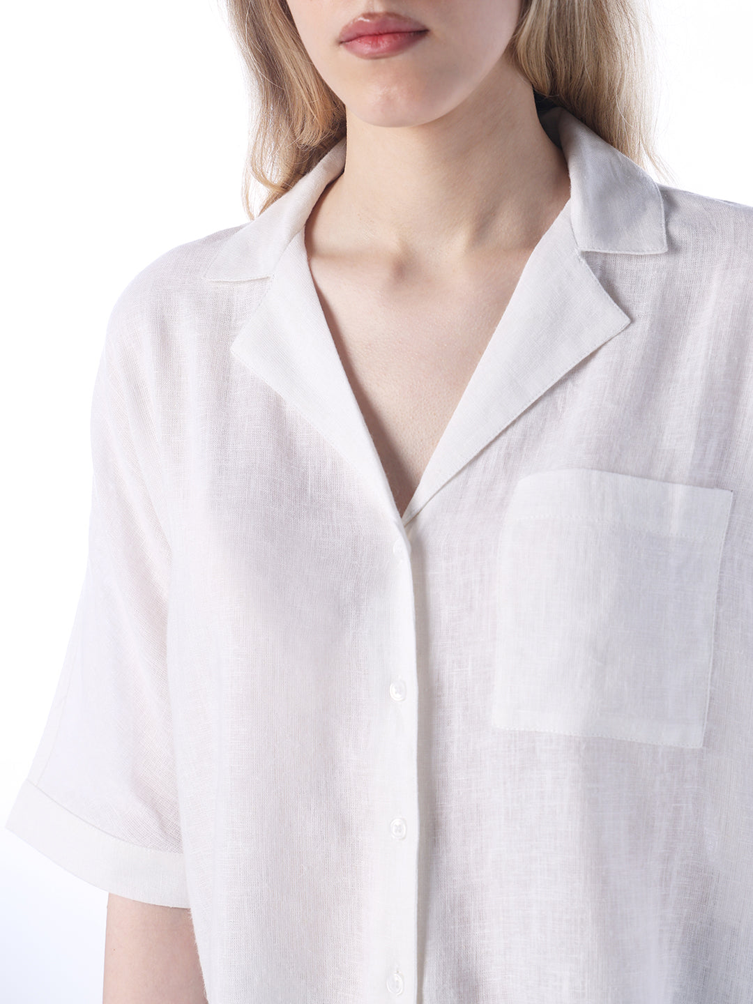 White Flared Sleeves Linen Shirt