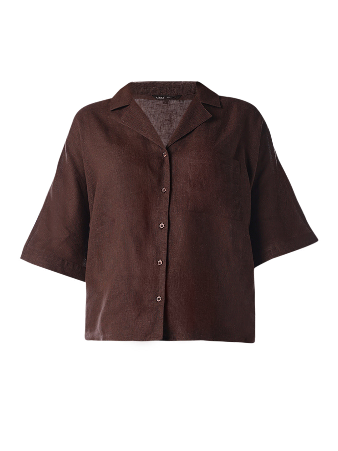 Brown Flared Sleeves Linen Shirt