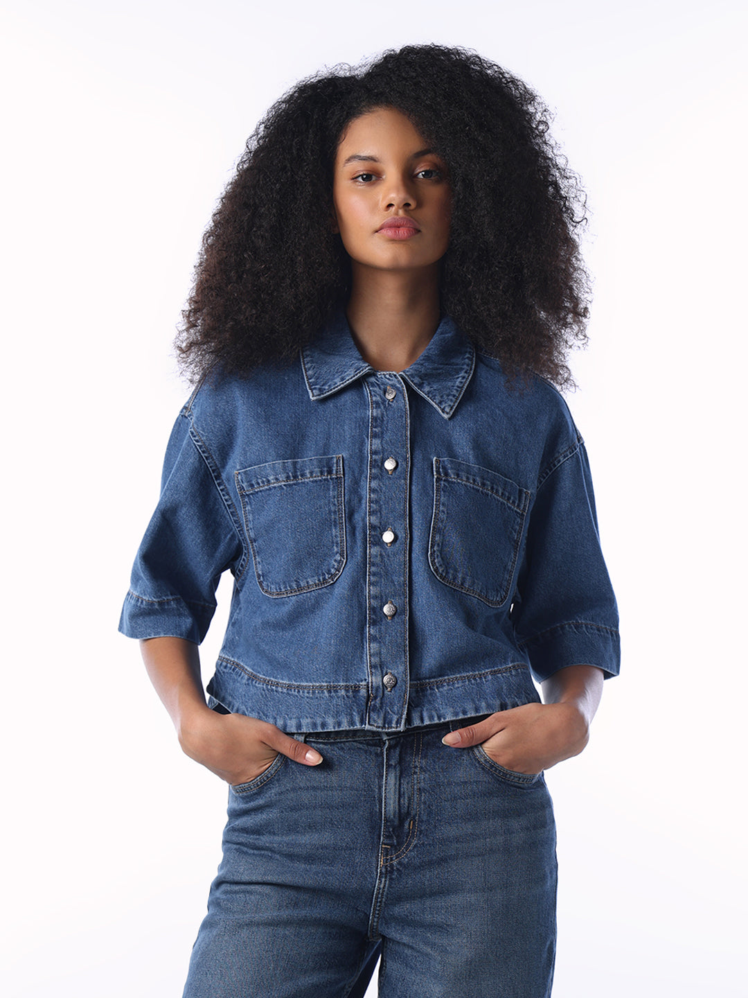 Cropped Denim Shirt