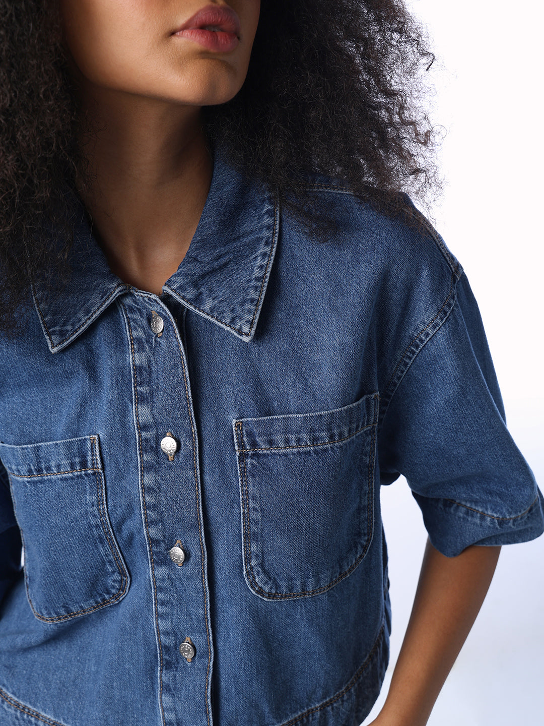 Cropped Denim Shirt