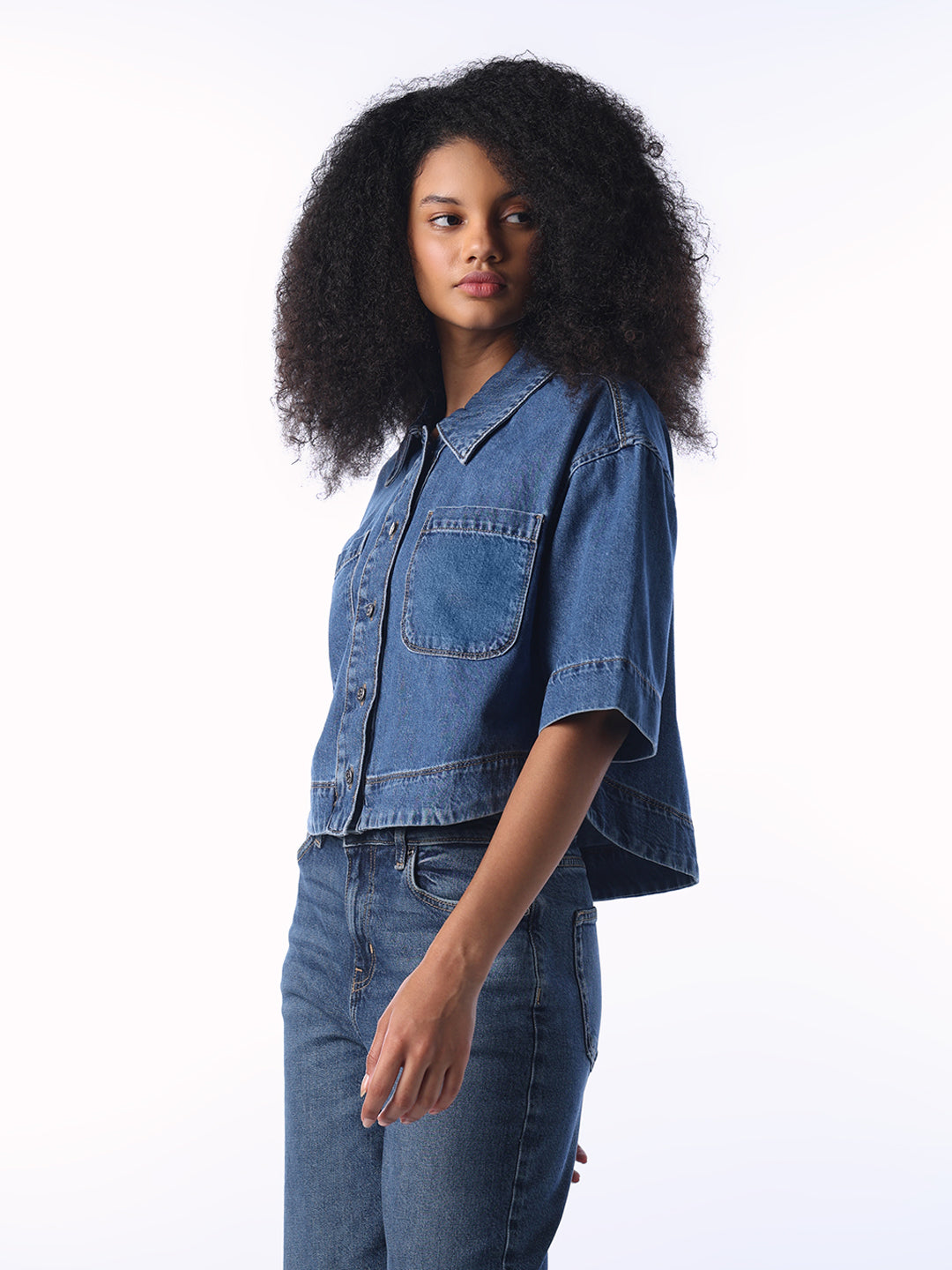 Cropped Denim Shirt