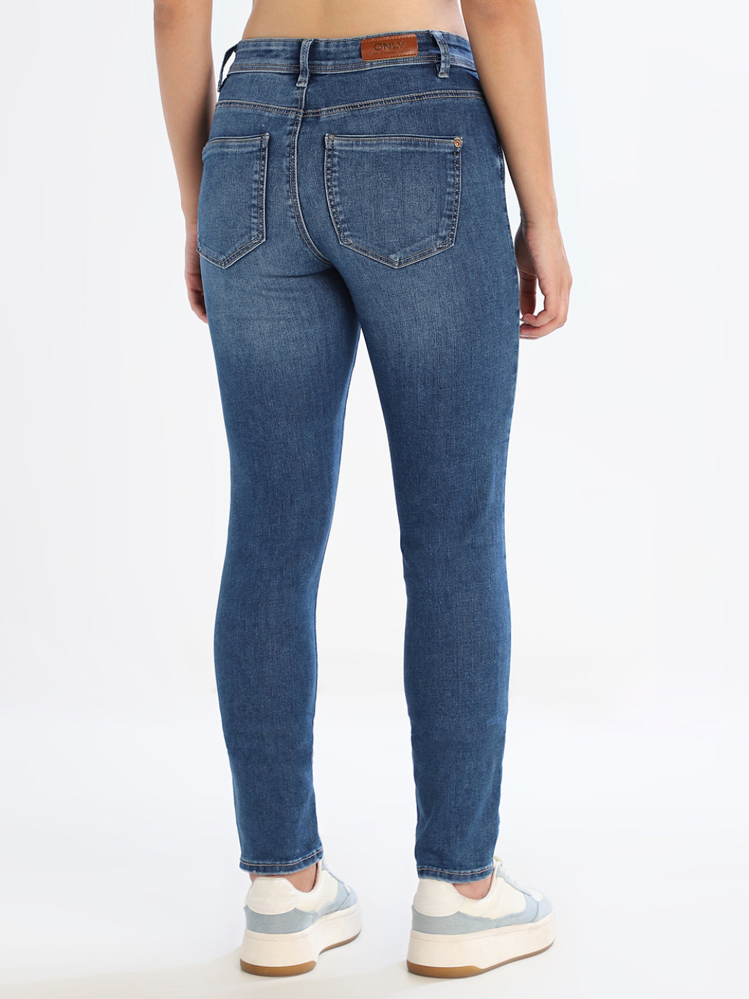 Blue Mildly Distressed Skinny Jeans