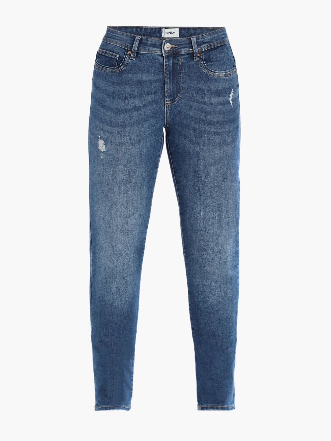 Blue Mildly Distressed Skinny Jeans