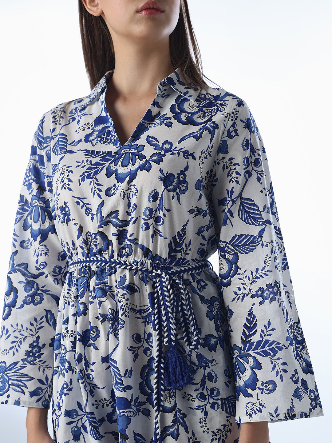 Light Blue Floral Fit & Flare Dress