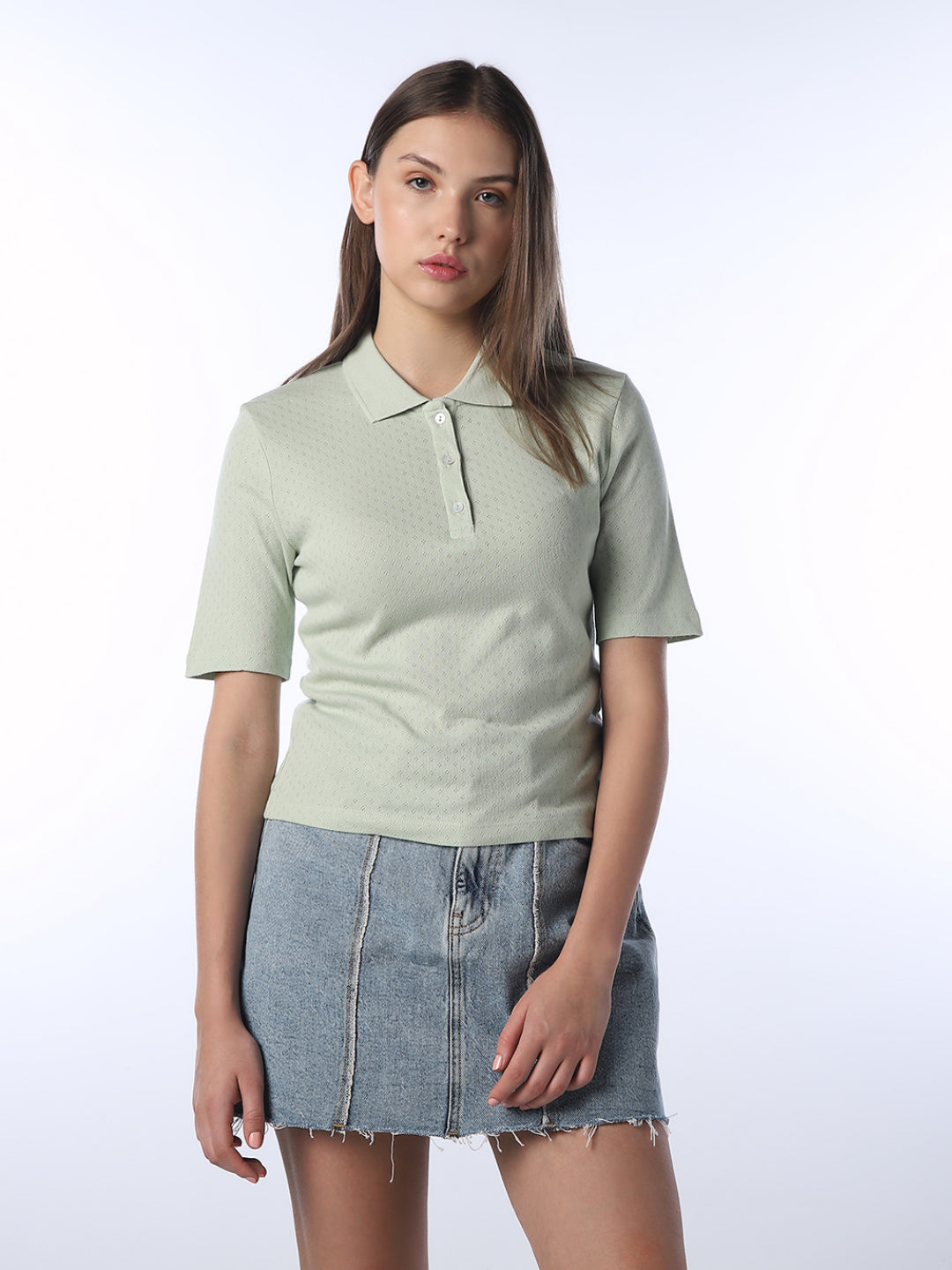 Light Green Textured Polo