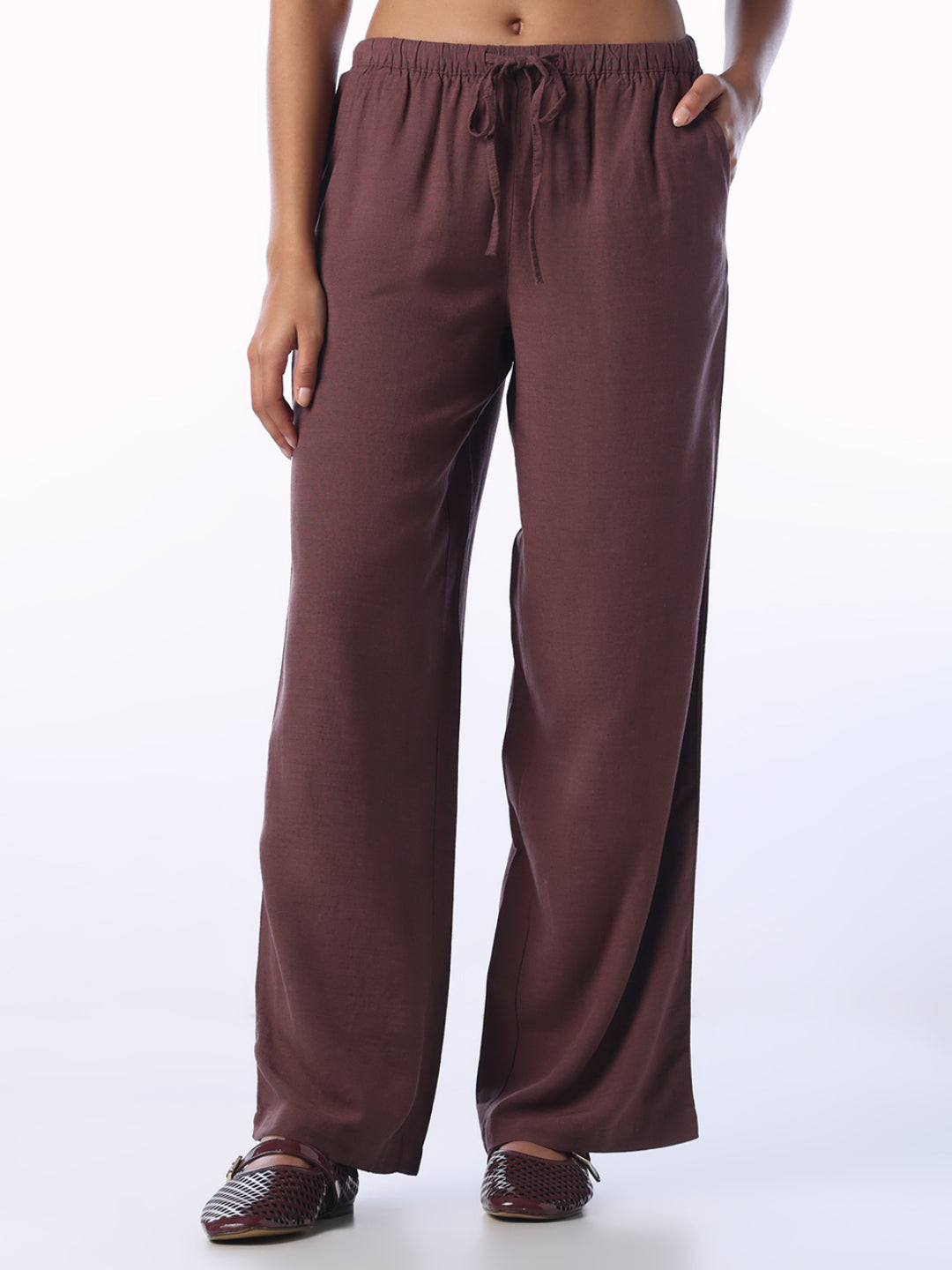 Linen Blend Loose Fit Pants