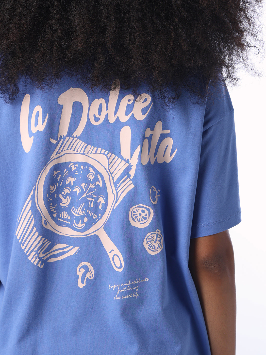 Organic Cotton Printed Oversized T-shirt - Blue