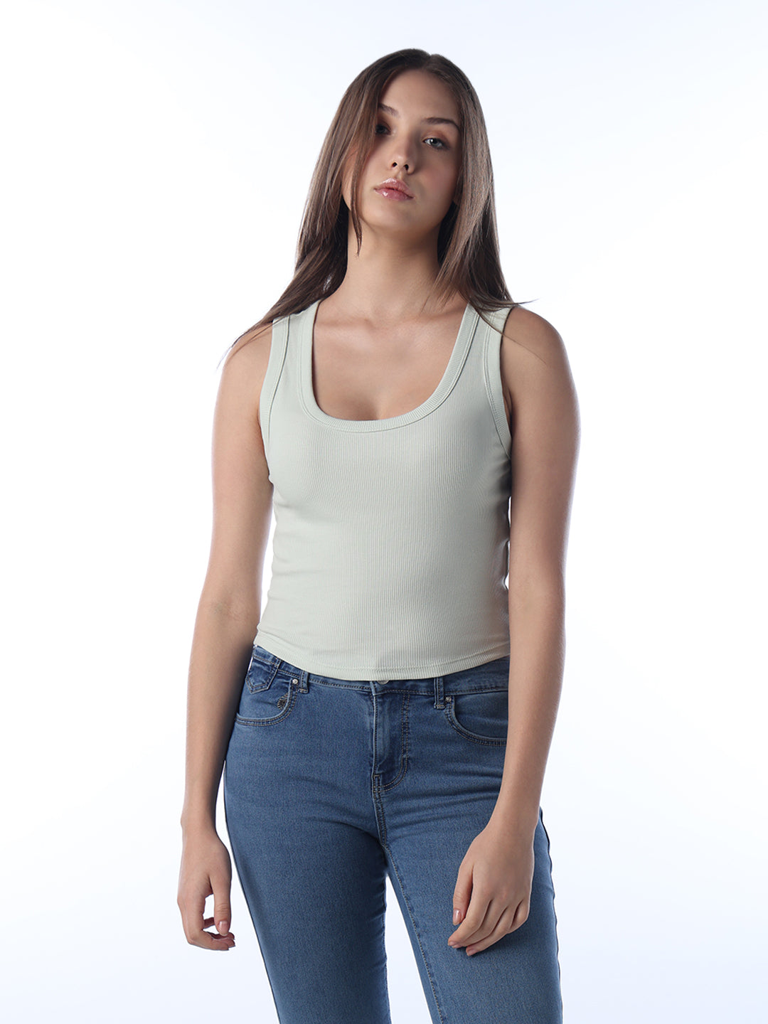Light Green Scoop Neck Tank Top