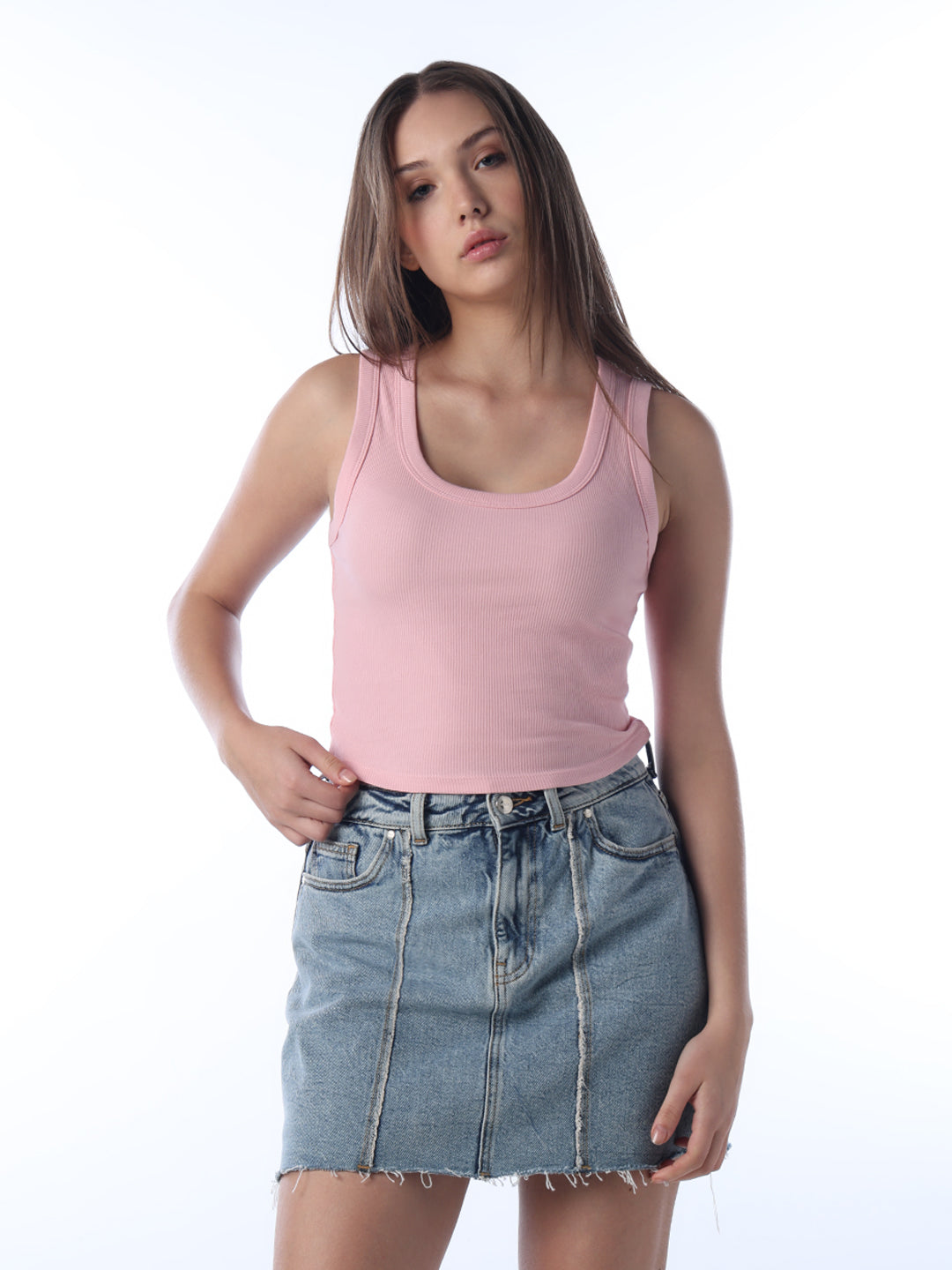 Pink Scoop Neck Tank Top