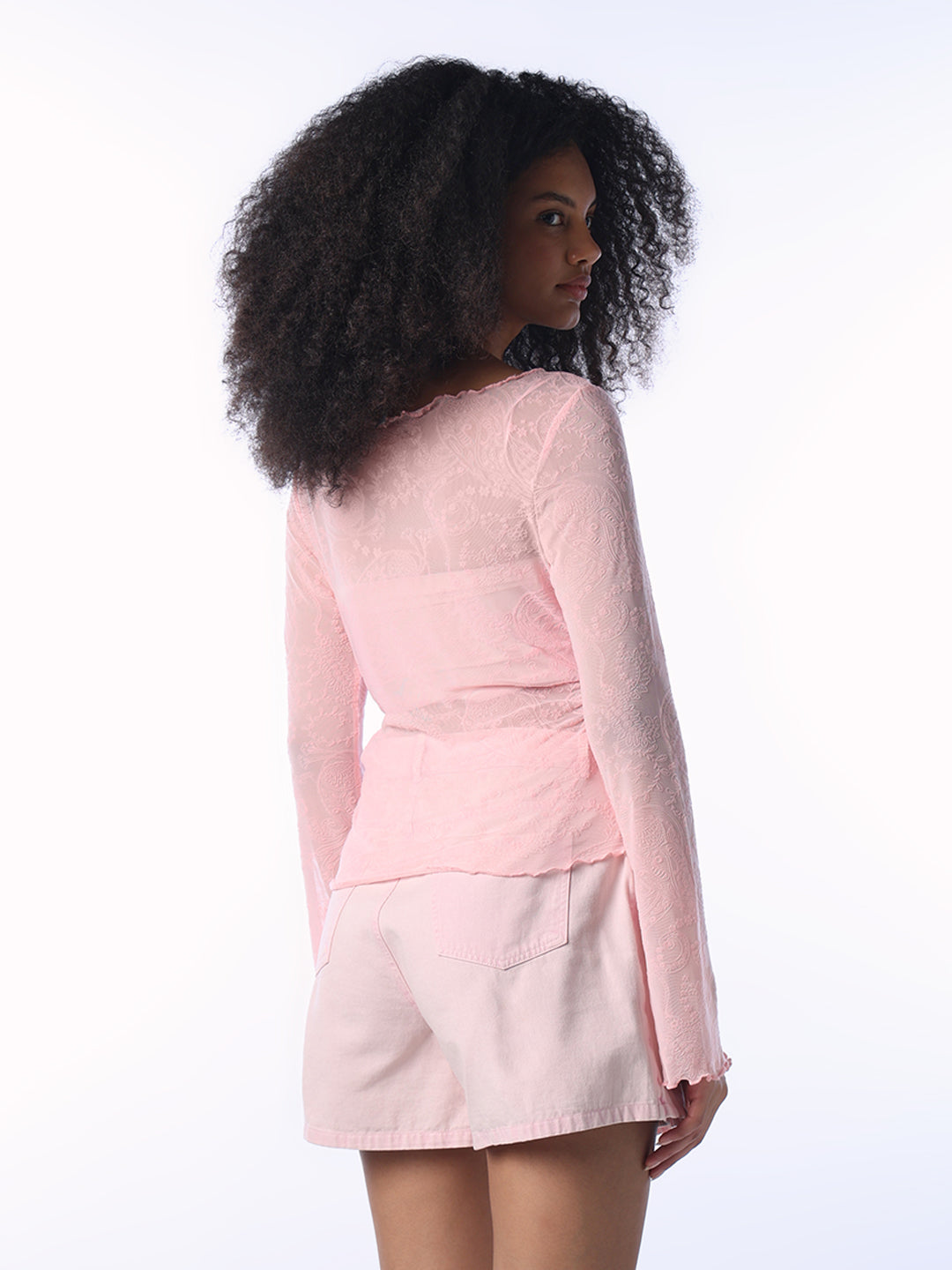 Pink Boatneck Ruched Top