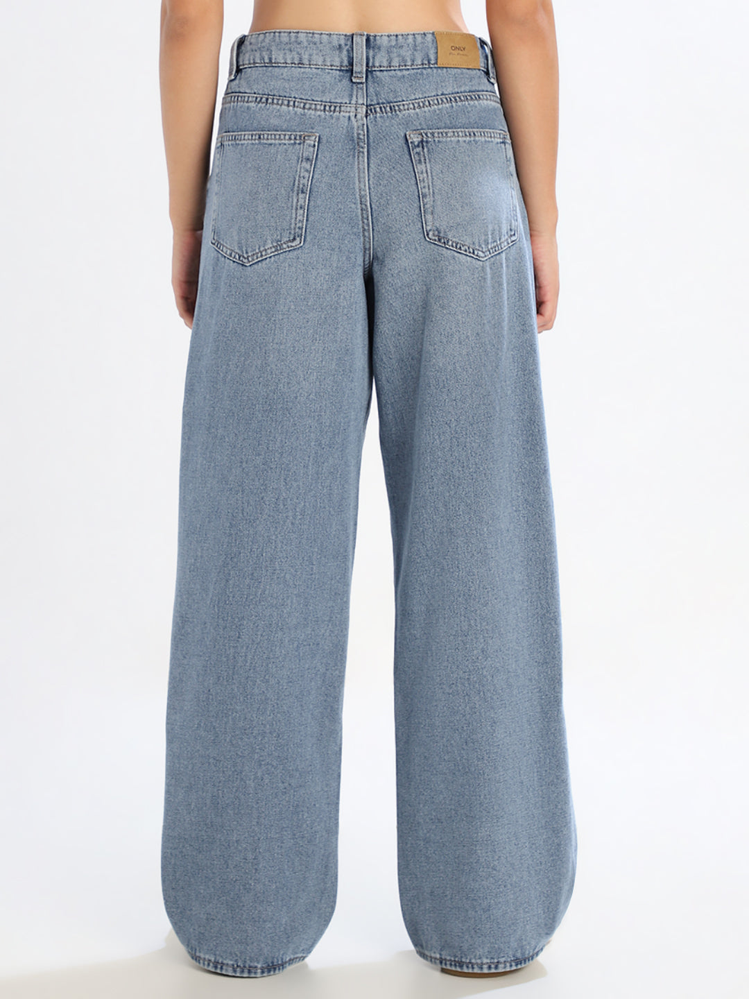 Light Blue Drawstring Wide Leg Jeans