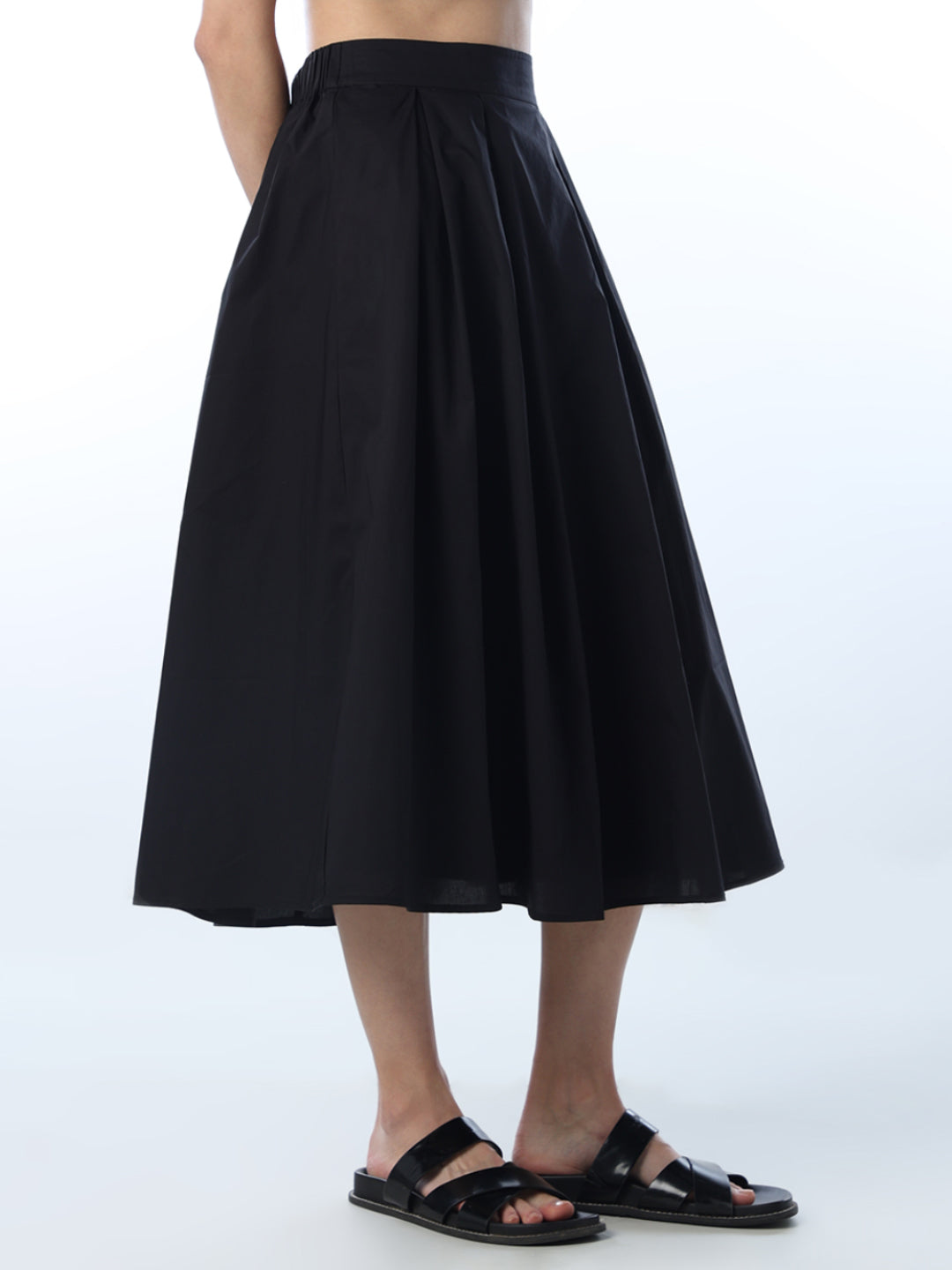 Long Cotton Pleated Skirt