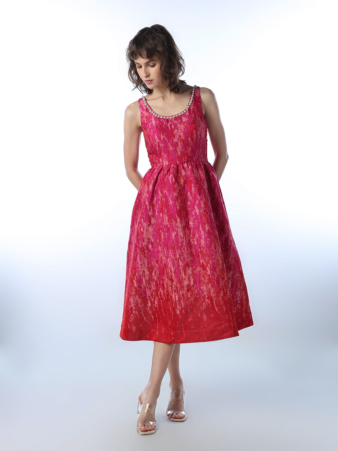 Embellished Ombre Midi Dress